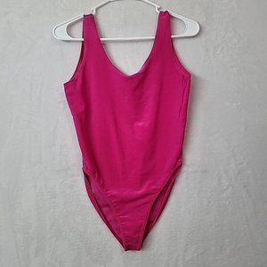 VTG 90s Betty Blue Bodysuit Leotard Women's Size Large Textured Hot Pink ECU